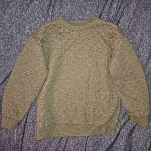Boys Quilted Tan Crewneck Sweater